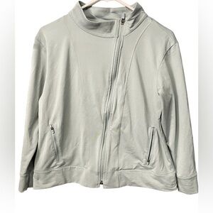 Talbots olive green sweatshirt or jacket with asymmetrical zipper size Mp